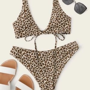 Leopard cheeky bikini swim suit